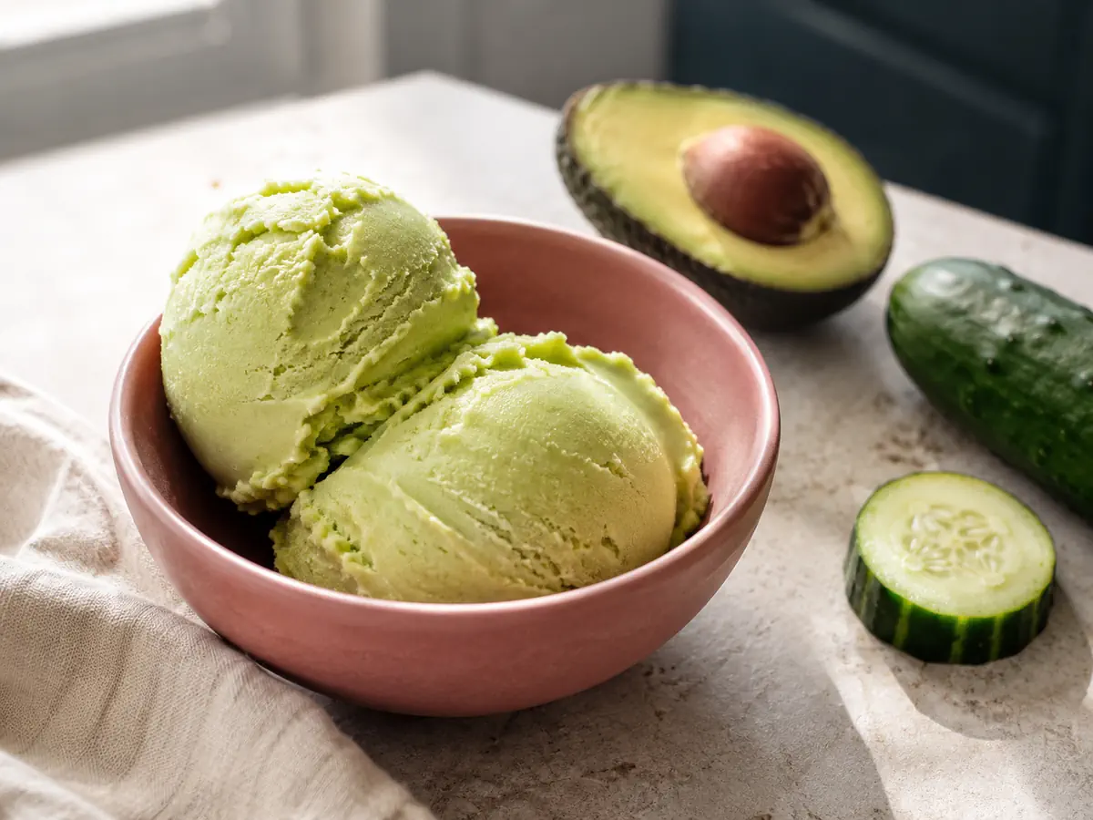 Savory Avocado, Cucumber and Lime Sorbet