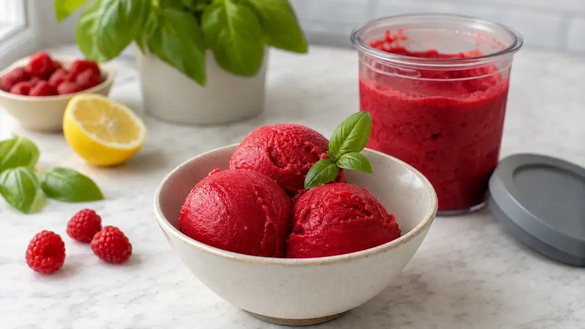 Raspberry Basil Sorbet