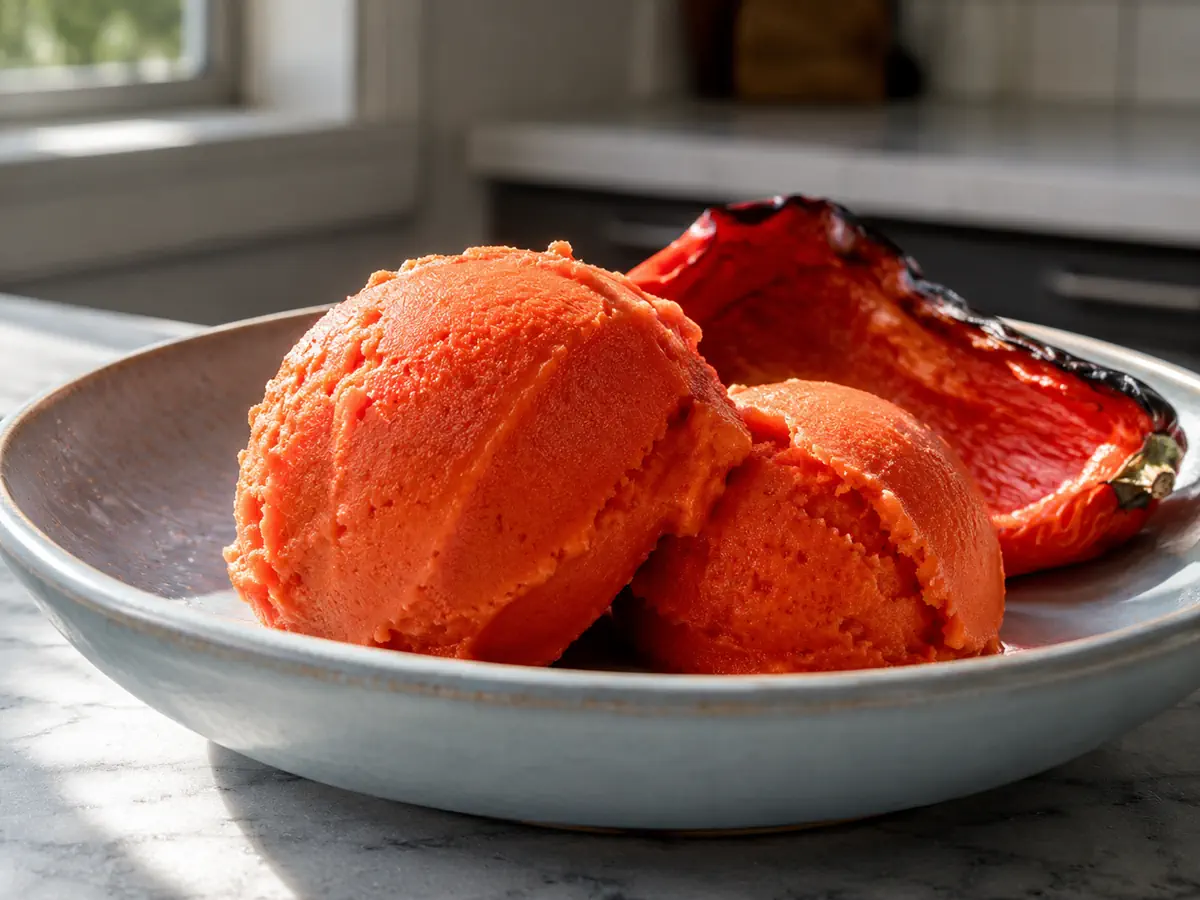 Savory Roasted Red Pepper Sorbet