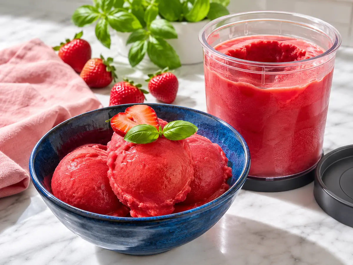 Strawberry Basil Sorbet