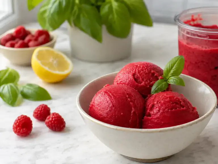 Raspberry Basil Sorbet
