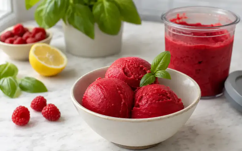 Raspberry Basil Sorbet