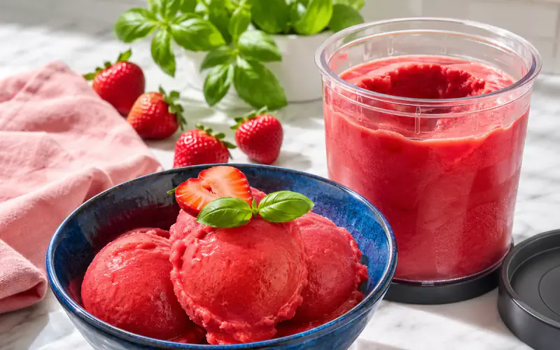 Strawberry Basil Sorbet